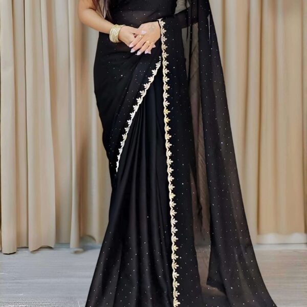 black-color-traditional-contrast-work-georgette-party-saree