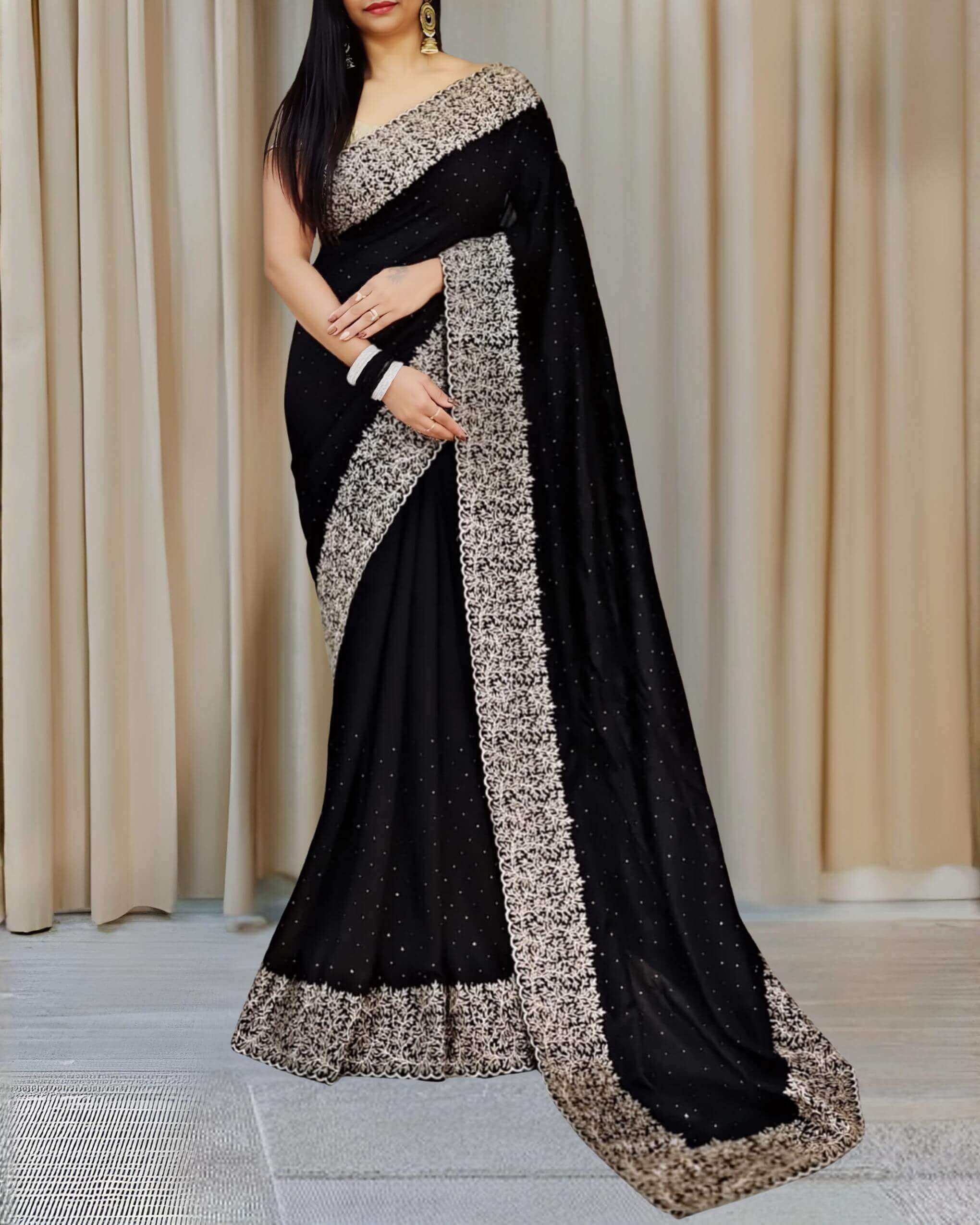 black-color-indian-weightless-georgette-premium-embroidered-saree