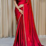 red-color-traditional-contrast-work-georgette-party-saree