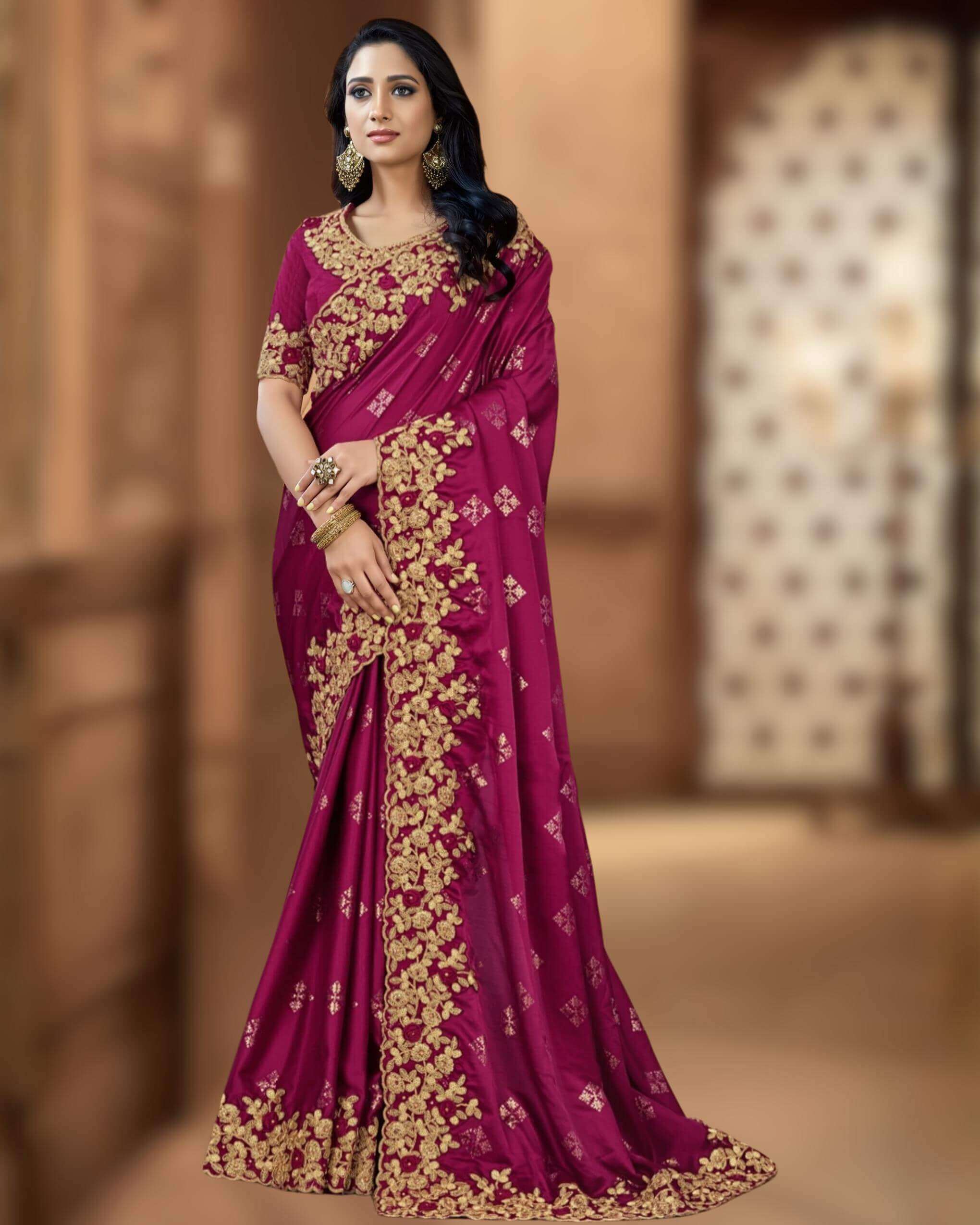 magenta-color-exclusive-weightless-georgette-embroidered-saree