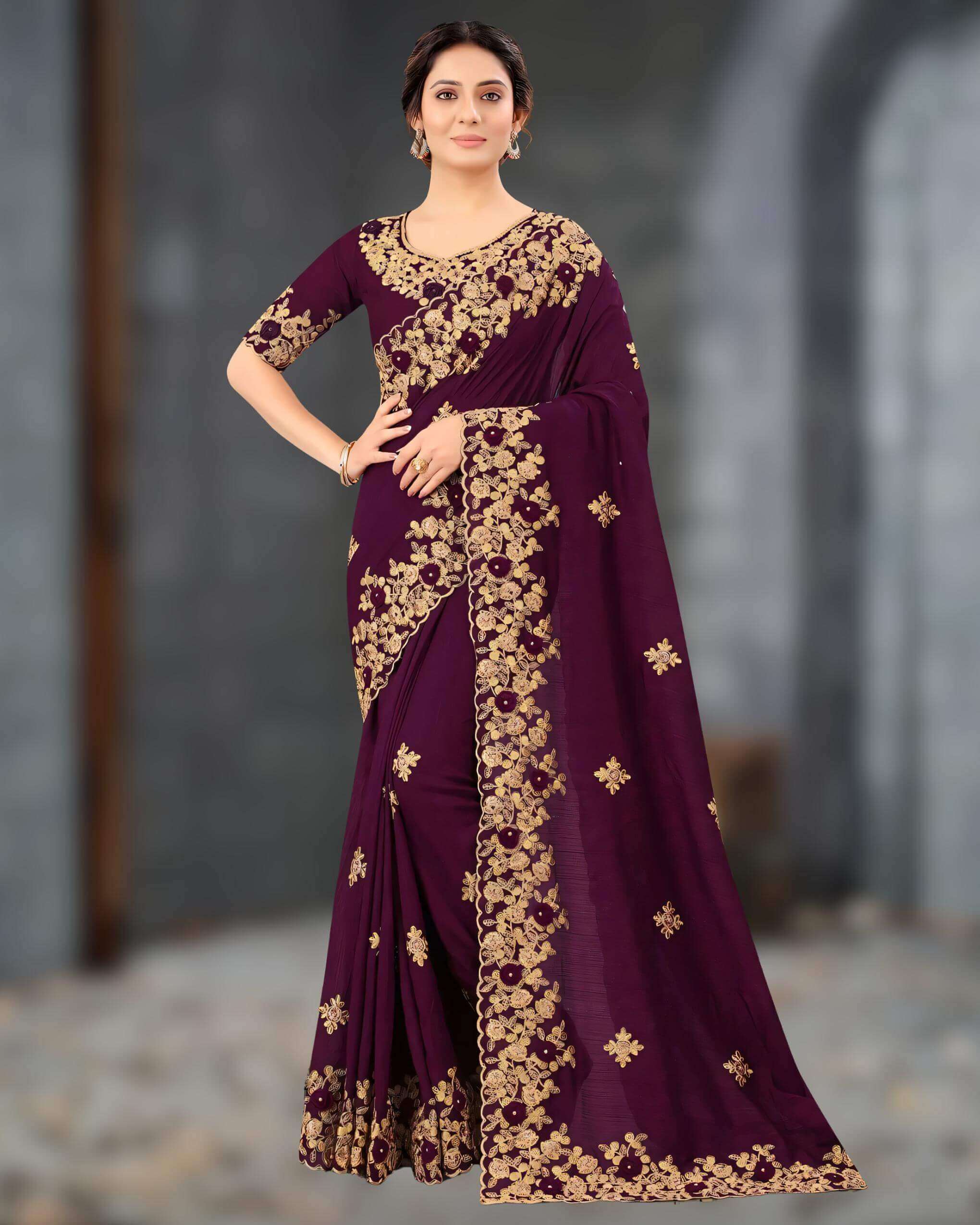 purple-color-exclusive-weightless-georgette-and-embroidered-saree